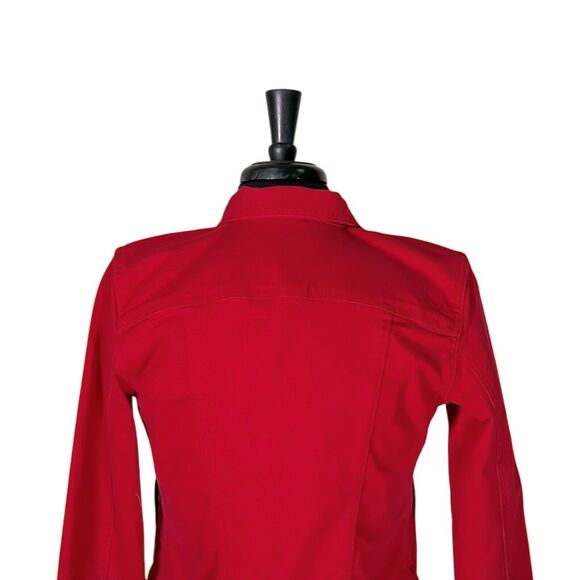Ralph Lauren Womens Jean Jacket Red Button Front Stretch Denim Preppy Cropped XS - Picture 7 of 9